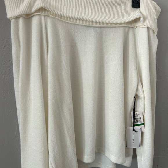 NWT 1.State Ecru/Off White Fold Over Off The Shoulder Sweater Size Large - Picture 4 of 8